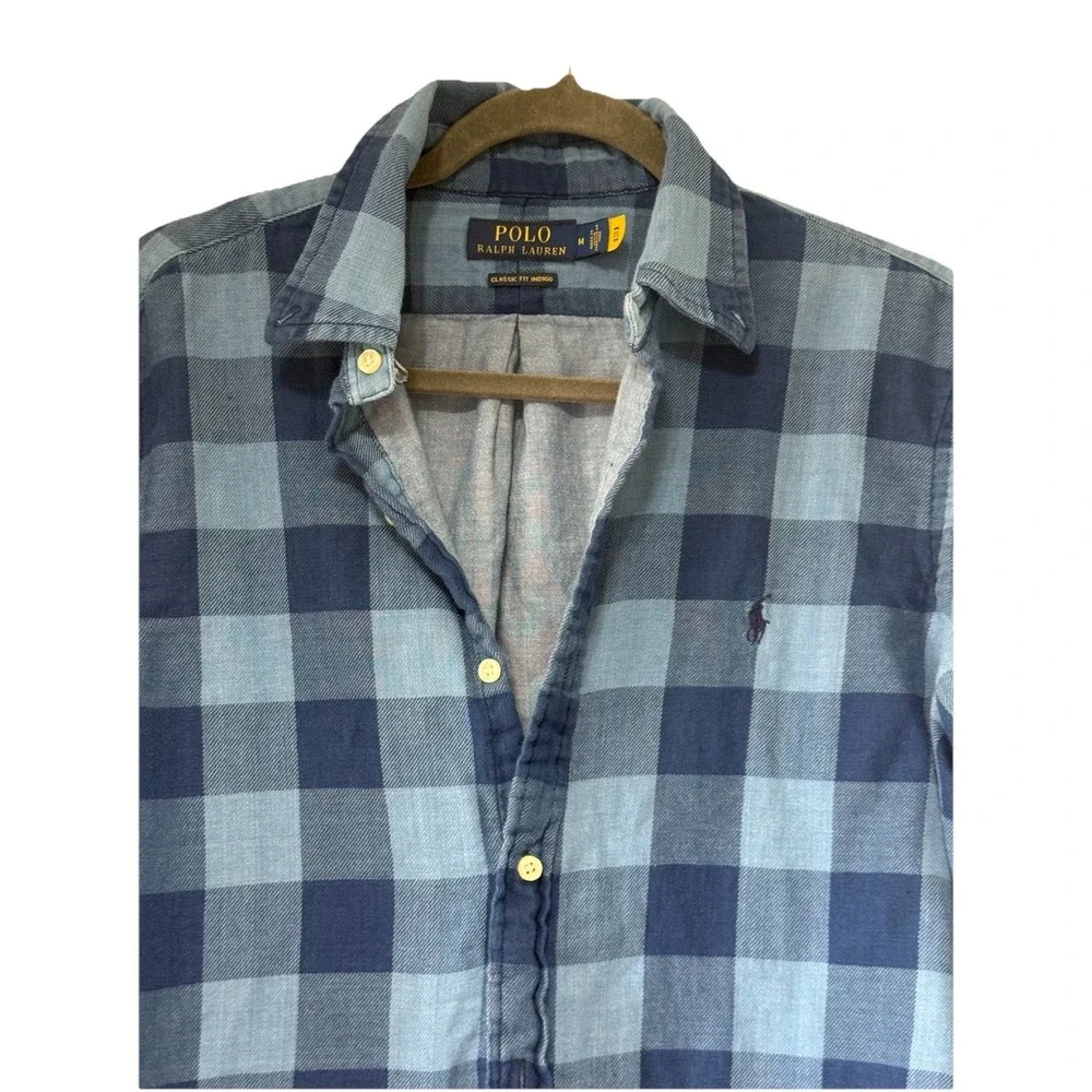 Polo Ralph Lauren Men's Classic Fit Indigo Plaid Shirt Blue Size M